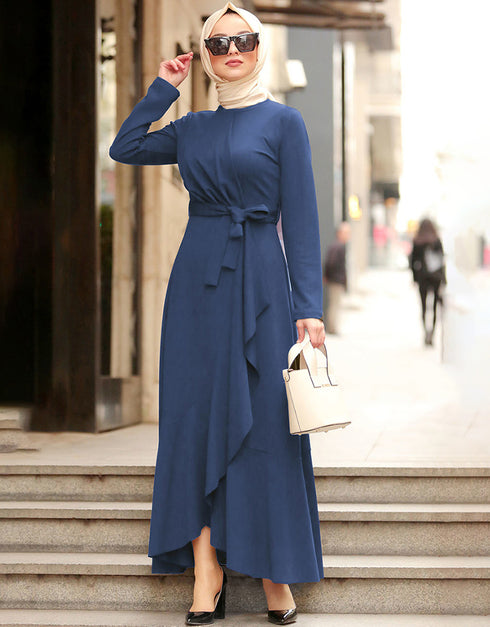 Ruffled Abaya with Belt for Women in Dubai and America